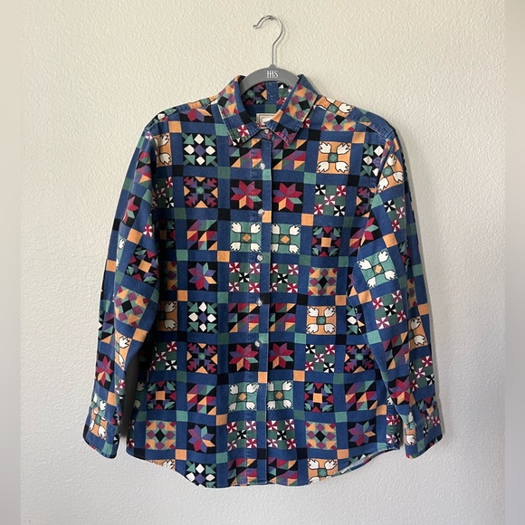 Vintage L.L. Bean Quilted Pattern Button Down Flannel Women's Size 8 - Picture 1 of 11